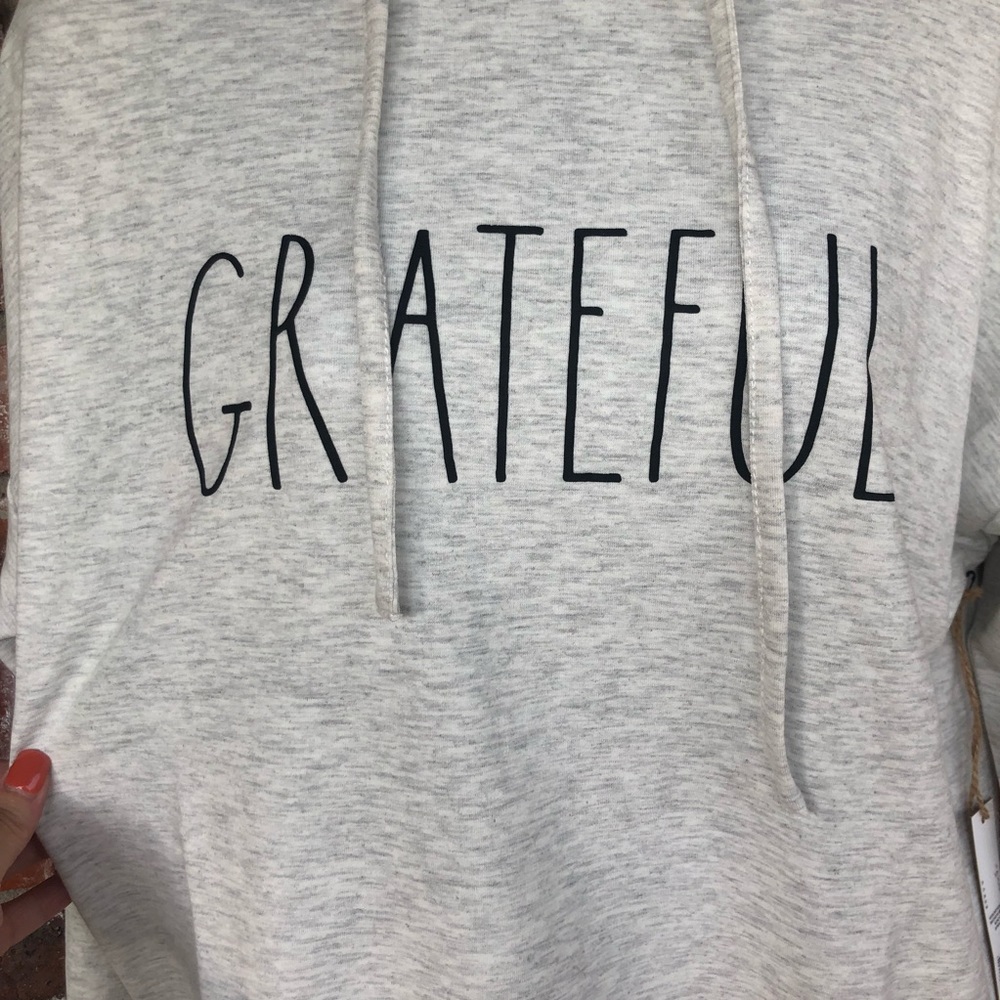 Rae Dunn "Grateful" long sleeve hoodie size small - Picture 2 of 8